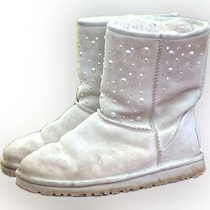 UGG CLASSIC SHORT EVERLASTING CRYSTAL PEARL WHITE BOOT US 7